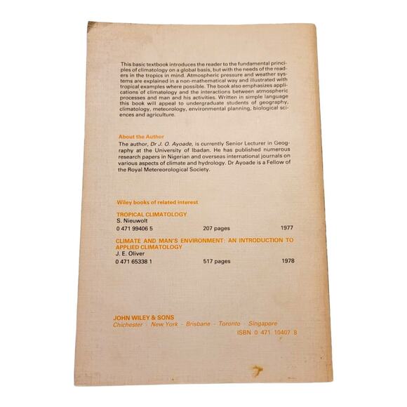 Introduction To Climatology For The Tropics J.O. Ayoade Vintage 1983 Book - Picture 3 of 3